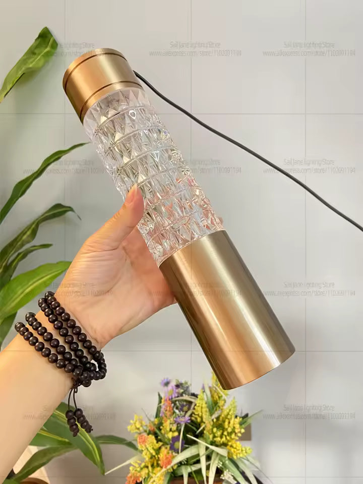 Lustre Cylindrique Moderne de Luxe Doré pour Villa
